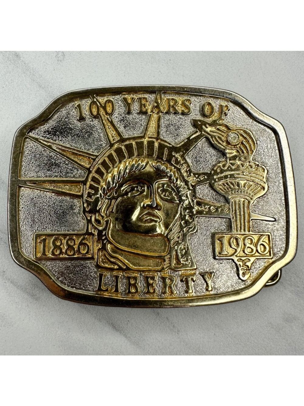 Vintage 100 Years of Liberty 1886 1986 Belt Buckle